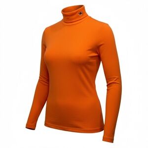 NWT Women's size Large Vibrant Orange Turtleneck Pullover Halloween Black Cat